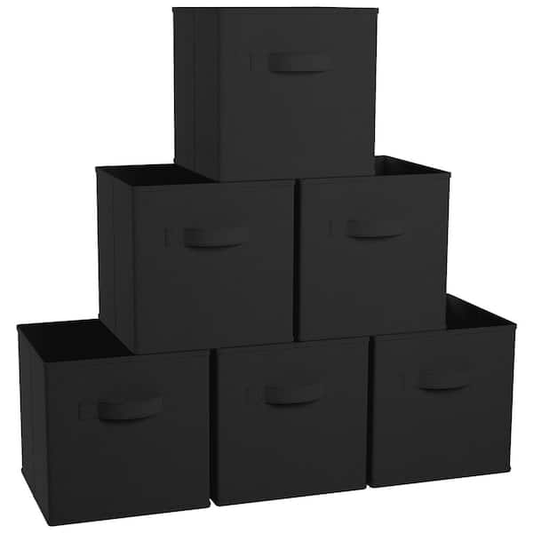 Ornavo Home 11 x 11 x 11, Black Cube Storage Bin 6 Pack