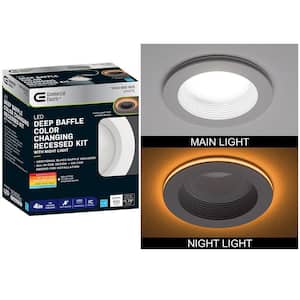 4 in. Adjustable CCT Integrated LED Canless Recessed Light Trim with Night Light 650 Lumens Reduces Glare and Eye Strain