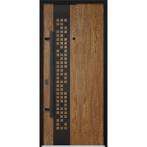 6678 36 in. x 80 in. Right-hand/Inswing Natural Oak Steel Prehung Front Door with Hardware