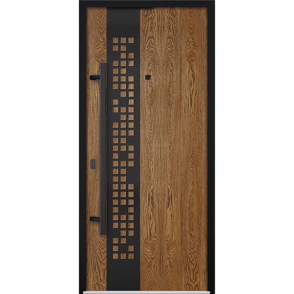 6678 36 in. x 80 in. Right-hand/Inswing Natural Oak Steel Prehung Front Door with Hardware