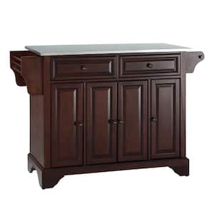 Lafayette Mahogany Kitchen Island with Stainless Steel Top