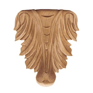 1 in. x 4-1/2 in. x 5-3/8 in. Unfinished Hand Carved North American Cherry Acanthus Applique Onlay Moulding (2-Pack)