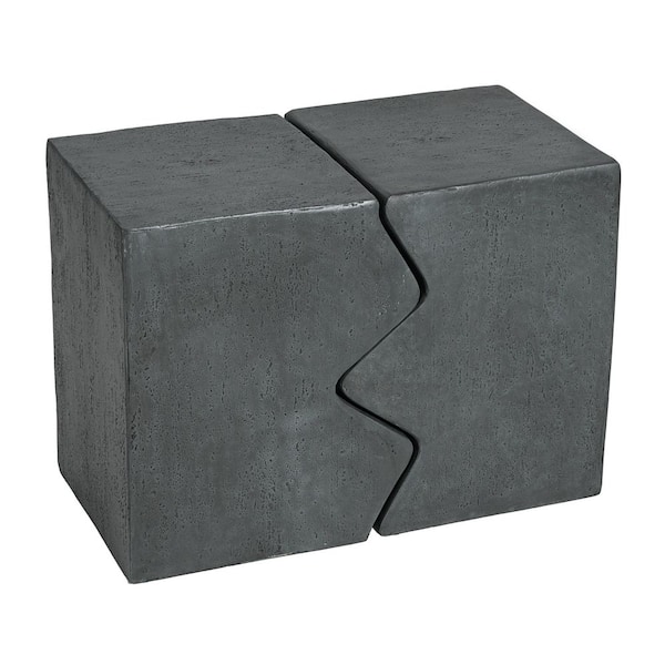 Stone Gray Rectangular Outdoor Accent Side Table Set of 2