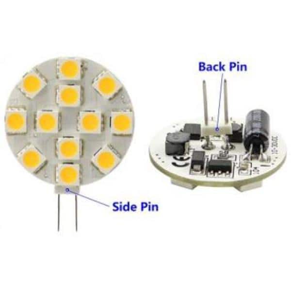 G4 Base Side-Pin 3-LED Disc Type Bulb with Heat Sink (6-Pack