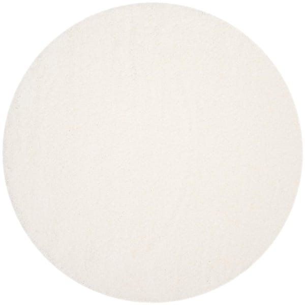SAFAVIEH Santa Monica Shag White 7 ft. x 7 ft. Round Solid Area Rug