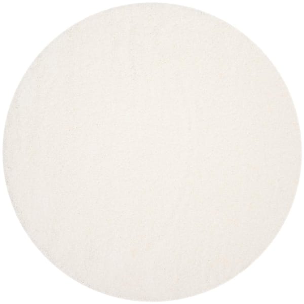 SAFAVIEH Santa Monica Shag White 7 ft. x 7 ft. Round Solid Area Rug