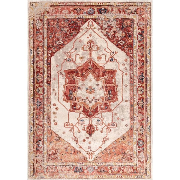 nuLOOM Ellen Vintage Medallion Rust 8 ft. x 10 ft. Area Rug