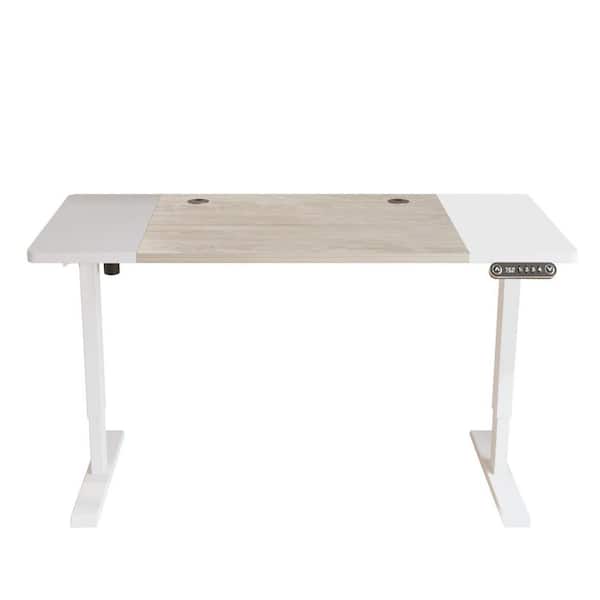 HomeRoots 63 in. Rectangular Natural Steel 0-Drawer Computer Desks