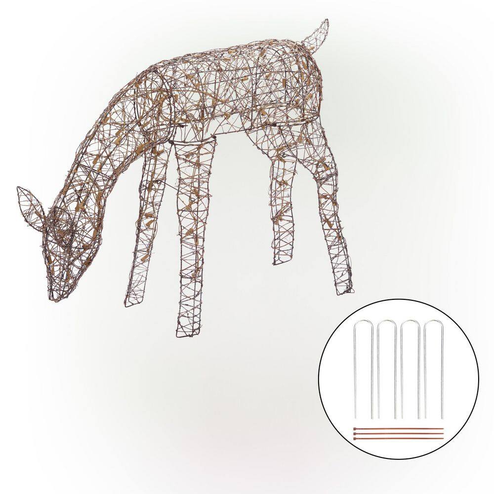 Large Warm White Pre-lit Rattan Reindeer Decoration