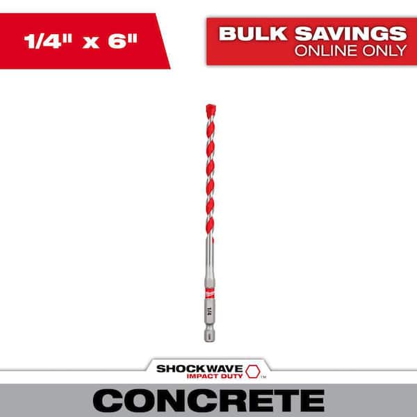 1/4 in. x 4 in. x 6 in. SHOCKWAVE Carbide Hammer Drill Bit for Concrete, Stone, Masonry Drilling