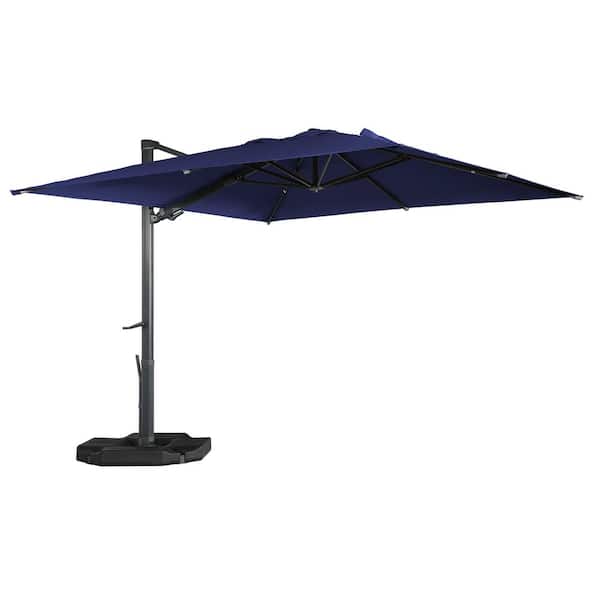 Boyel Living 10x13 ft. 360 Rotation Patio Cantilever Umbrella with Base in Navy Blue
