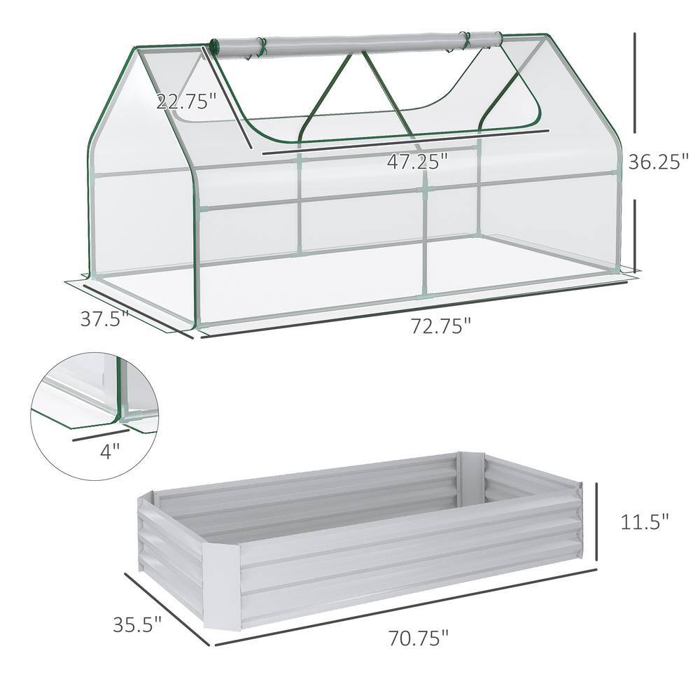 Outsunny Steel Raised Garden Bed with Clear Plastic Greenhouse Cover