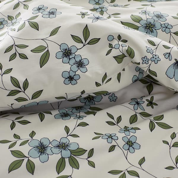The Company Store Company Cotton Remi Ditsy Floral Green Cotton Percale  King Flat Sheet 51080A-K-GREEN - The Home Depot
