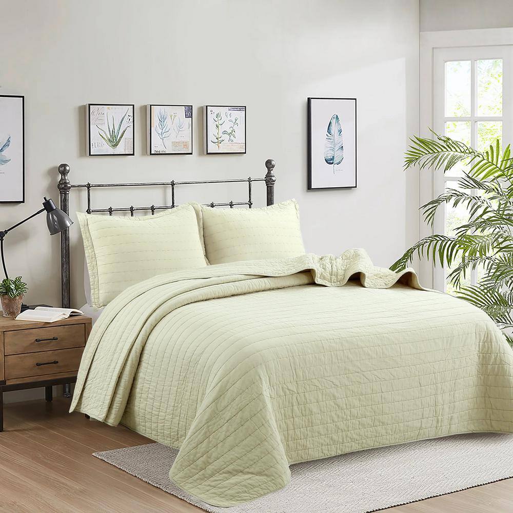 Sandy Beige Queen Cotton Bedspread Set