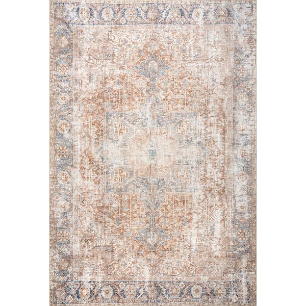 nuLOOM Brianna Rust 6 ft. 3 in. x 9 ft. Traditional Distressed Indoor Area Rug