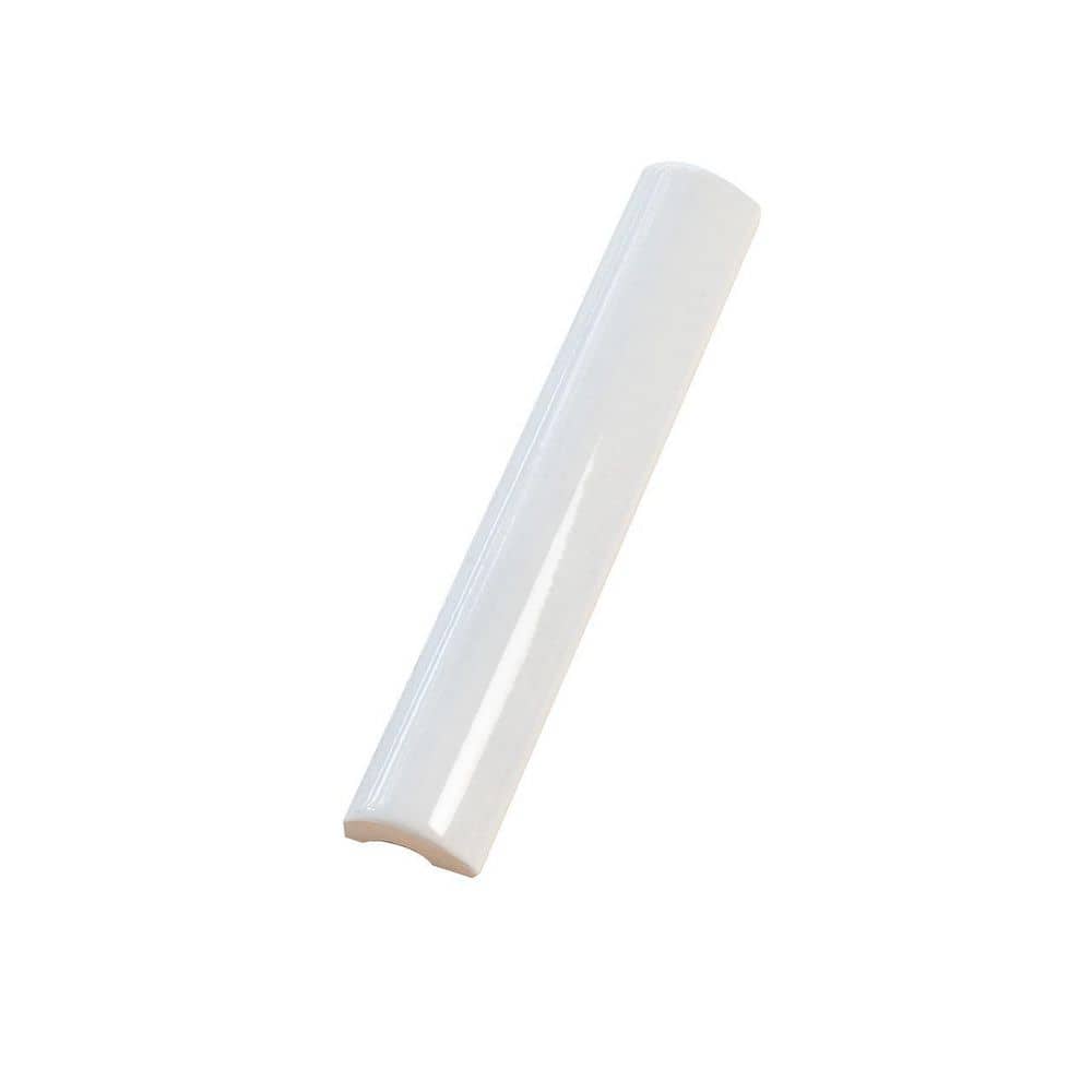 Apollo White Glossy Ceramic Pencil Bullnose Tile Trim 8x1 Inch