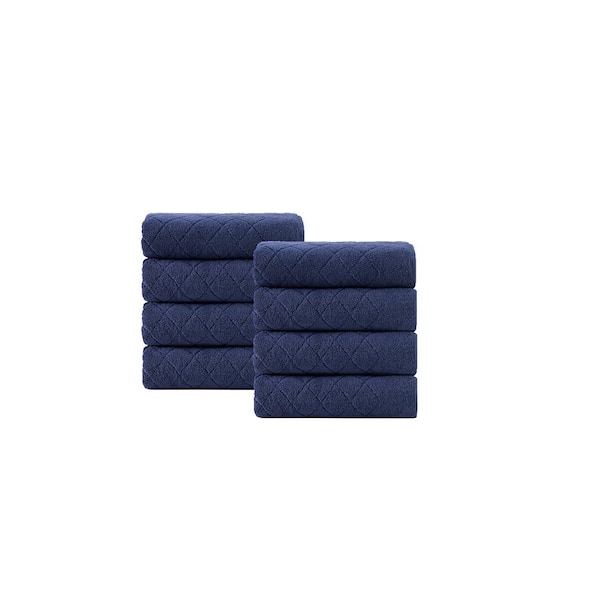 Unbranded Gracious 8-Pieces Navy Turkish Cotton Wash Towels