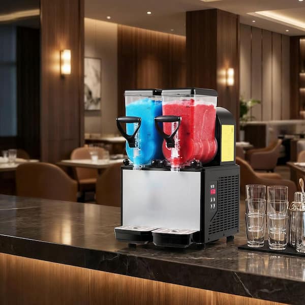 Slushie Machine, 6 L x 2 Tank Commercial Slushy Maker with Self-Cleaning, Stainless Steel Snow Cone Machine