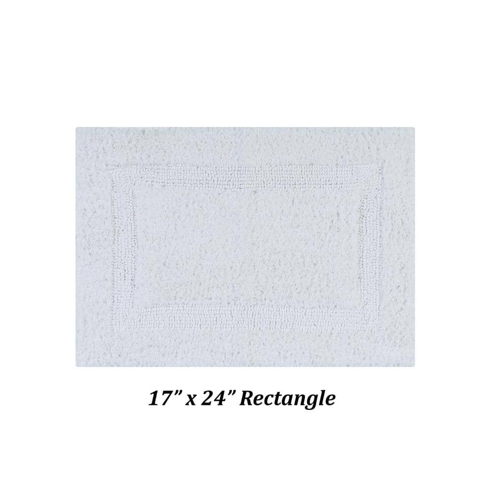 White Cotton Reversible Bath Mat Rug Set