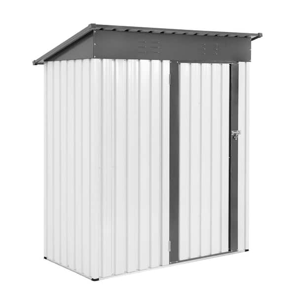 5 ft. W x 3 ft. D White and Dark Gray Metal Shed with Single Lockable Door (15 sq. ft.)