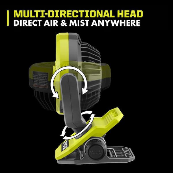 RYOBI USB Lithium Cordless Ultrasonic Misting Clamp Fan Kit with