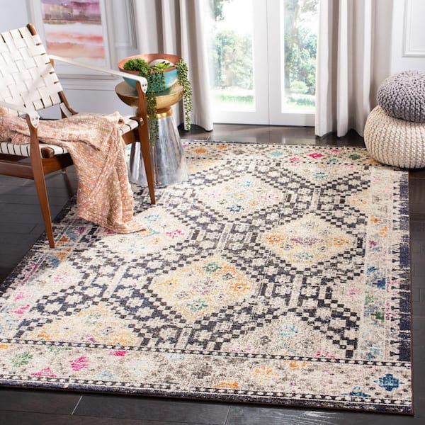 Madison Black/Yellow Doormat 3 ft. x 3 ft. Square Geometric Area Rug