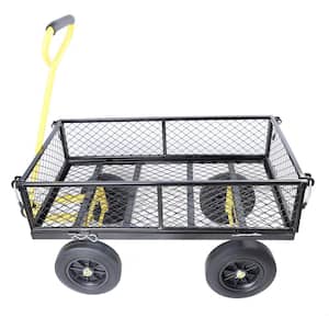 16.75 cu.ft. Black Solid Wheels Tools Cart Metal Practical Garden Cart Wagon for Easy Transportation Versatile