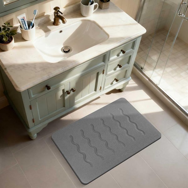 ilemong 15.35 in. x 23.62 in. Stone Bath Mat Diatomaceous Earth
