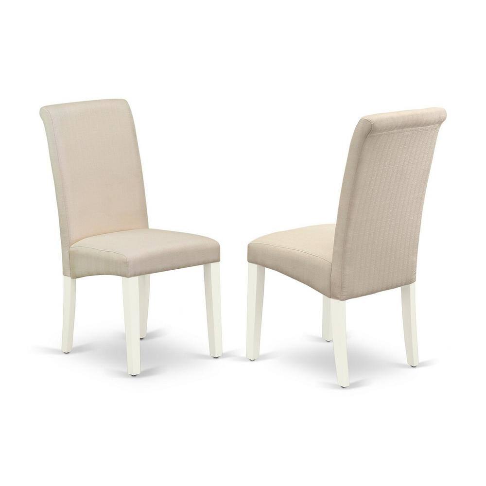 Cream Linen White 3-Piece Wood Dining Set with High Back Chairs