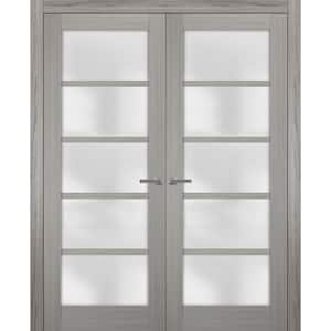 84 in. x 84 in. Single Panel Gray Finished Pine Wood Sliding Door with Hardware