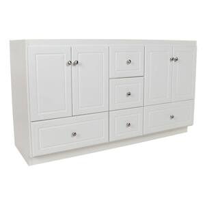 Ultraline 60 in. W x 21 in. D x 34.5 in. H Vanity for Double Basins Cabinet Only in Satin White