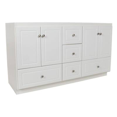 Ultraline 60 in. W x 21 in. D x 34.5 in. H Vanity for Double Basins Cabinet Only in Satin White