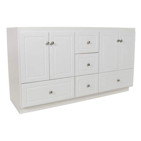 Simplicity by Strasser Ultraline 60 in. W x 21 in. D x 34.5 in. H Vanity for Double Basins Cabinet Only in Satin White