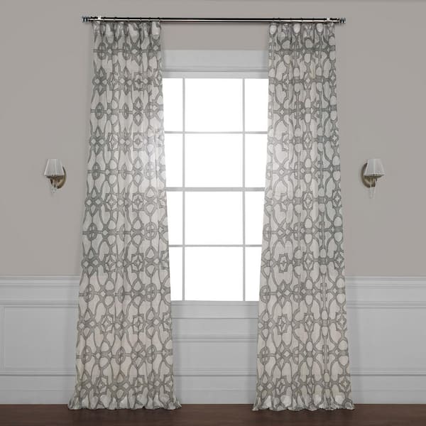 Exclusive Fabrics Furnishings Seaglass Grey Printed Sheer Curtain In W X In L Shch