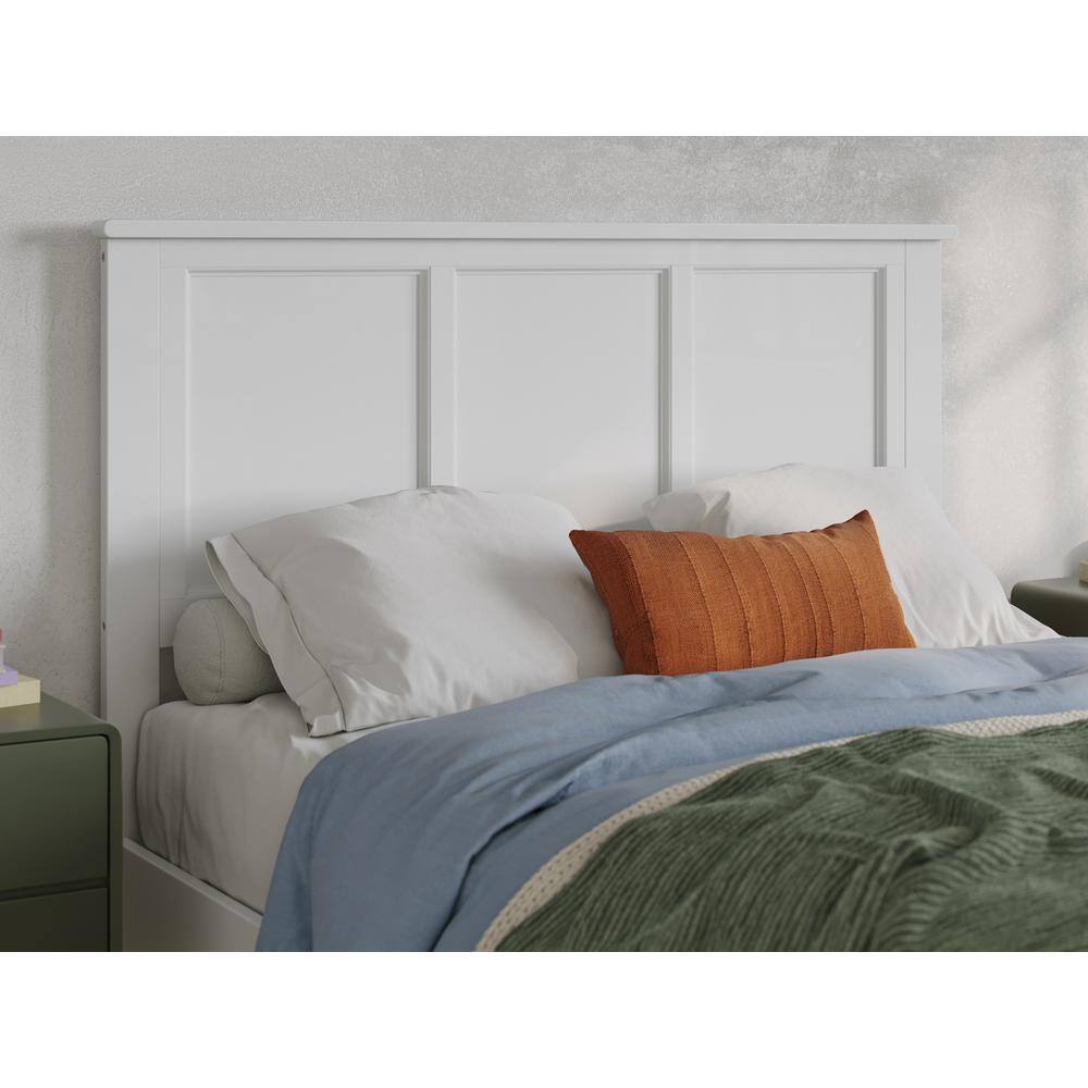Madison Full White Wood Panel Headboard with USB Charging Station