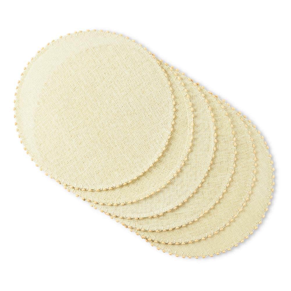 Beige Water Resistant Woven Paper Circular Placemats Set of 6