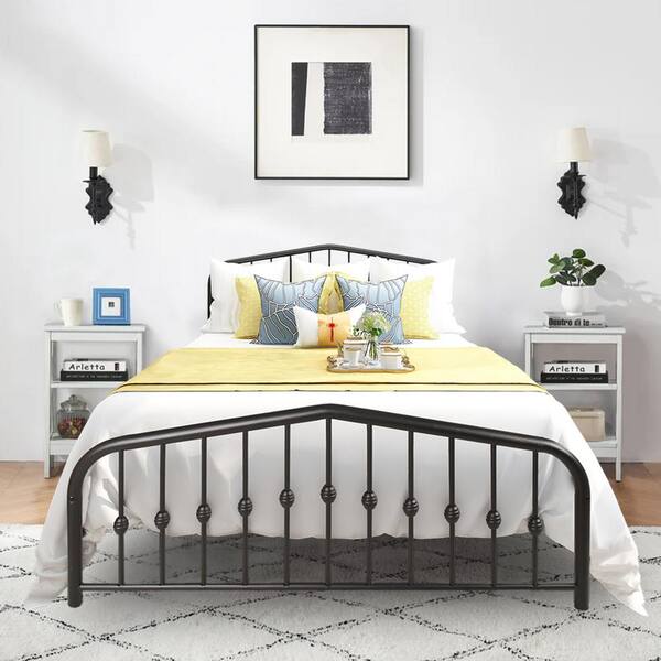 black queen bed frame no box spring