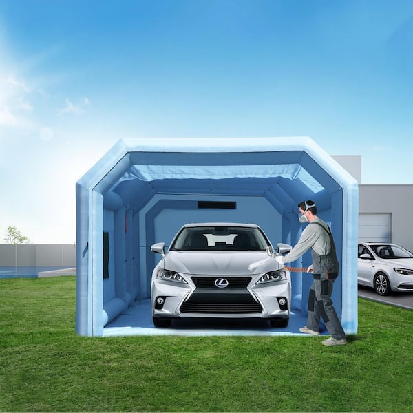 Inflatable Paint Booth, 26.2 x 14.8 x 9.8 ft., for Small Truck, 950W+750W Powerful Blowers and Air Filter System