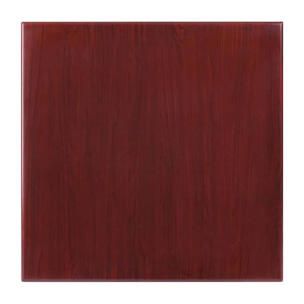 Flash Furniture 24 in. Square High-Gloss Mahogany Resin Table Top with 2 in. Thick Drop-Lip