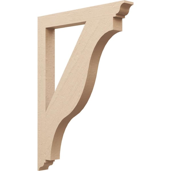 Ekena Millwork 3.5 in. x 44 in. x 32 in. Funston Traditional Rough Cedar Woodgrain Timberthane Polyurethane Bracket, Primed Tan
