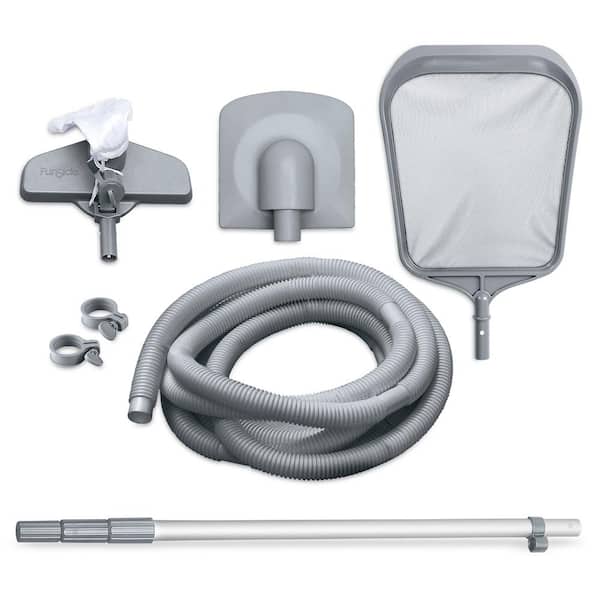 Deluxe Maintenance Kit for Above Ground Pools, with Adjustable Pole, Water Hose, Vacuum Adapter and Skimmer, Cool Gray