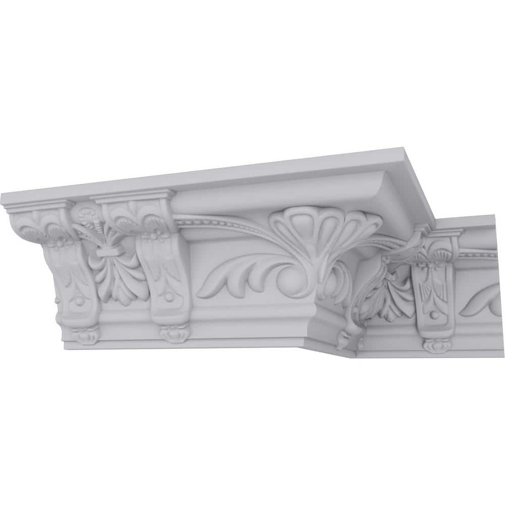 Elegant White Polyurethane Crown Moulding with Ornate Design