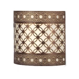 Roma Barrel Indoor Battery Operated Integrated LED Wall Sconce with Candle Flicker Mode and Beige Shade