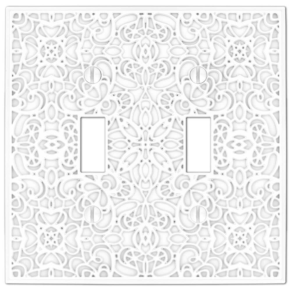 White Cast Metal Double Toggle Decorative Wallplate