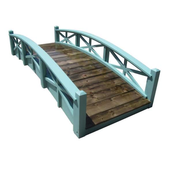 Chelsea Wood Garden Bridge in Turquoise 8 ft.