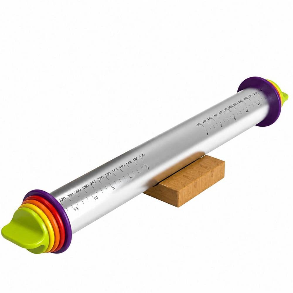 Stainless Steel Rolling Pin with 4 Thickness Rings and Wooden Stand for Baking Dough, Pastry and Pizza price history on PriceWatchPro