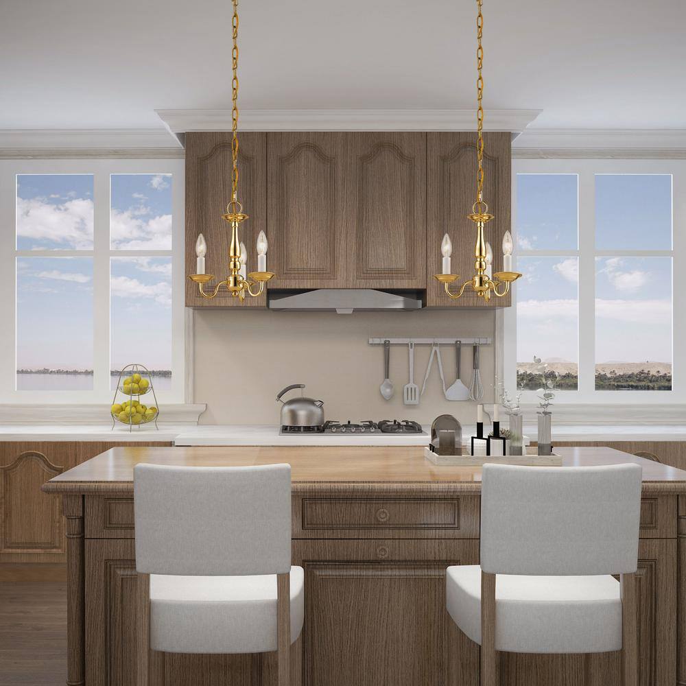 Williamsburgh 3-Light Polished Brass Mini Chandelier for Indoor/Outdoor