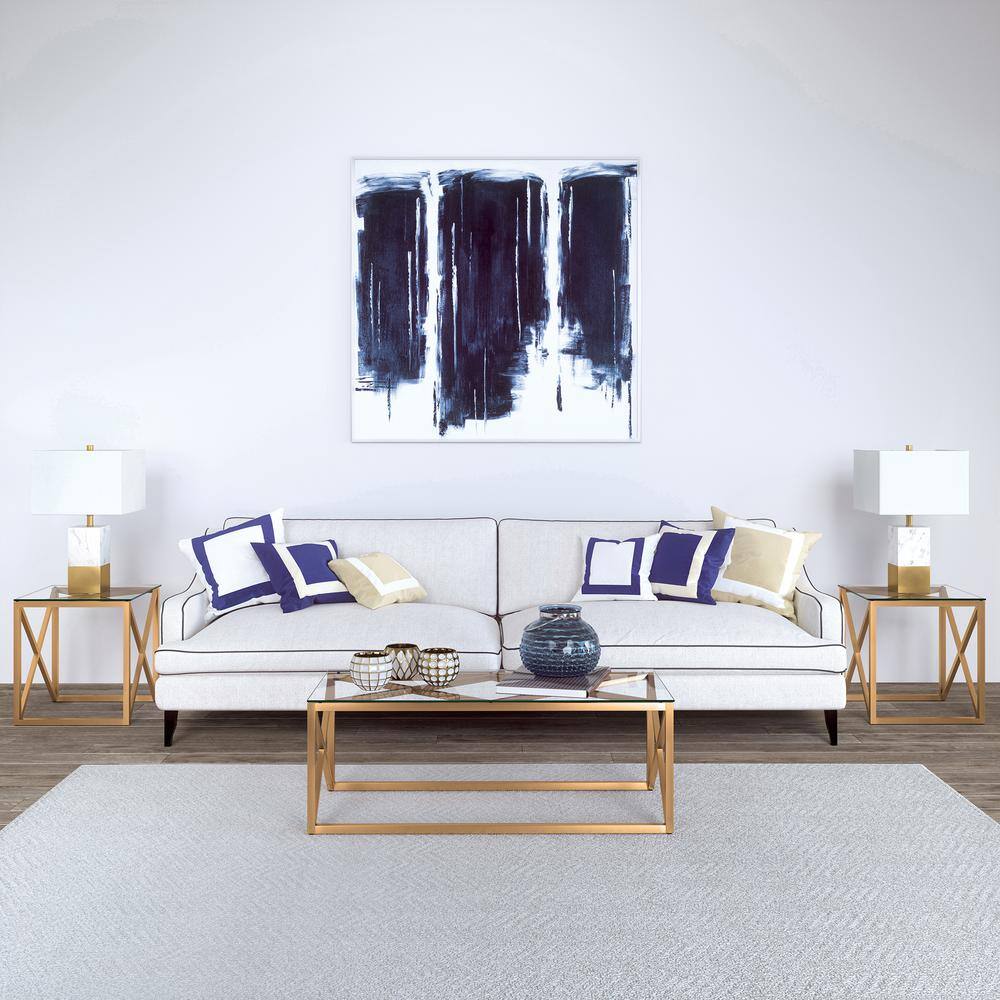 Gold Steel X-Base Square Glass Side Table