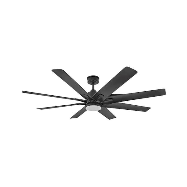 HINKLEY Concur 66.0 in. Indoor/Outdoor Integrated LED Matte Black Ceiling Fan with Remote Control