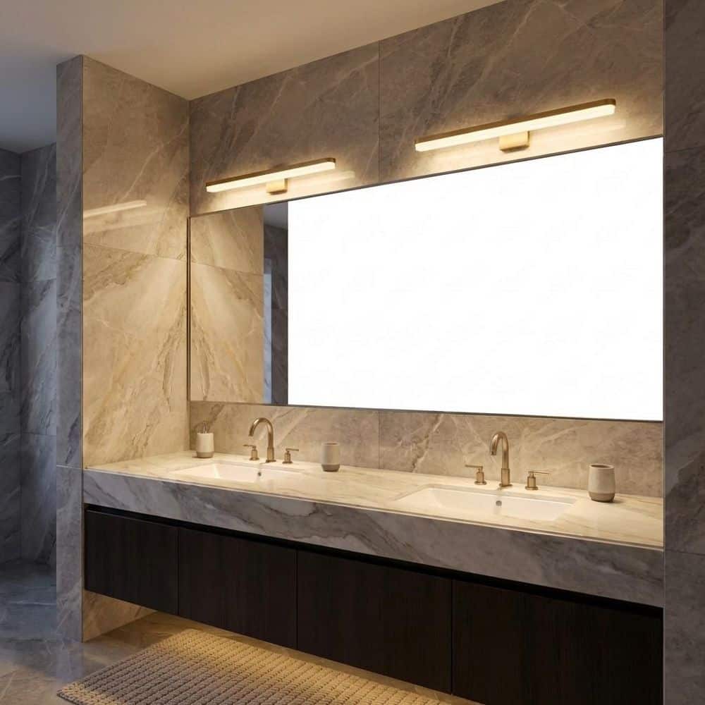 Ismay 36 in. W x 5 in. H 1-Light Burnished Brass LED Bathroom Vanity Light with Matte Frosted Acrylic Panels price history on PriceWatchPro